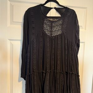 Free People Black Lace Tunic